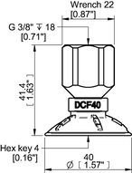 Przyssawka głęboka wklęsła DCF40P, PU60°, G3/8" wew., 17 mm, (DCF40P.5Y.G81W) (0210597) - Piab