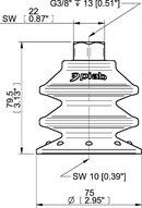 Przyssawka wielomieszkowa BXF75P, PU60°, G3/8" wew., filtr siatkowy, (BXF75P.5Y.G70MR) (0209308) - Piab