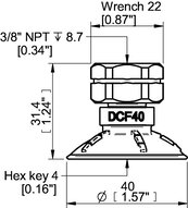 Przyssawka głęboka wklęsła DCF40P, PU60°, 3/8" NPT wew., (DCF40P.5Y.N50W) (0210599) - Piab