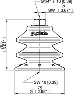 Przyssawka wielomieszkowa BXF75P, PU60°, G1/4" wew., filtr siatkowy, (BXF75P.5Y.G75MR) (0209312) - Piab