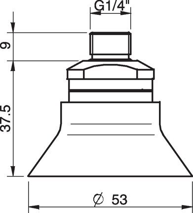 Przyssawka głęboka D50, Silikon SIL 50°, G1/4" zew., filtr siatkowy (S.D50S50.G14M.01) (0101735) - Piab