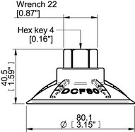 Przyssawka głęboka wklęsła DCF80P, PU60°, G3/8" wew., tworzywowy, (DCF80P.5Y.G56WC) (0210516) - Piab