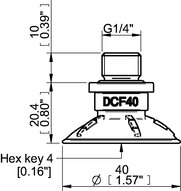 Przyssawka głęboka wklęsła DCF40P, PU60°, G1/4" zew., (DCF40P.5Y.G84W) (0210601) - Piab