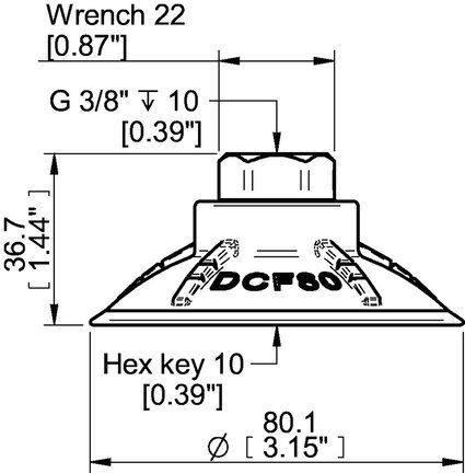 Przyssawka głęboka wklęsła DCF80P, PU60°, G3/8" wew., filtr siatkowy, (DCF80P.5Y.G70MR) (0210612) - Piab
