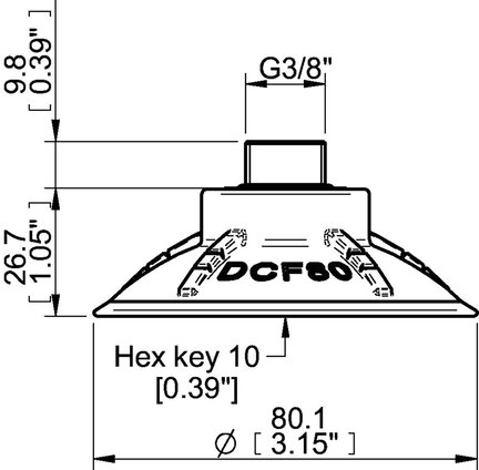 Przyssawka głęboka wklęsła DCF80P, PU60°, G3/8" zew., (DCF80P.5Y.G69MR) (0210614) - Piab