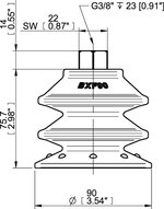 Przyssawka wielomieszkowa BXF90P, PU60°, G3/8" wew. z tworzywa, (BXF90P.5Y.G44WC) (0207531) - Piab