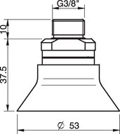 Przyssawka głęboka D50, Silikon SIL 50°, G3/8" zew., filtr siatkowy (S.D50S50.G38M.01) (0101737) - Piab