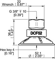 Przyssawka głęboka wklęsła DCF52P, PU60°, G3/8" wew., (DCF52P.5Y.G80W) (0210604) - Piab