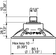 Przyssawka głęboka wklęsła DCF80P, PU60°, G1/4" zew., filtr siatkowy, (DCF80P.5Y.G79MR) (0210617) - Piab