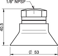 Przyssawka głęboka D50, Silikon SIL 50°, NPSF 1/8" wew., bez filtra (S.D50S50.NS18F.00) (0101734) - Piab