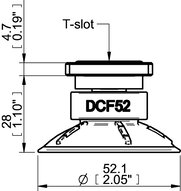 Przyssawka głęboka wklęsła DCF52P, PU60°, T-slot, (DCF52P.5Y.T3W) (0210611) - Piab