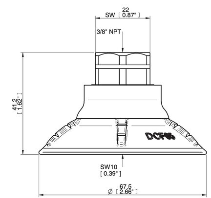 Przyssawka głęboka wklęsła DCF65P, PU60°/60°, 3/8" NPT wew., filtr siatkowy, (DCF65P.4S.N49MR) (0206535) - Piab