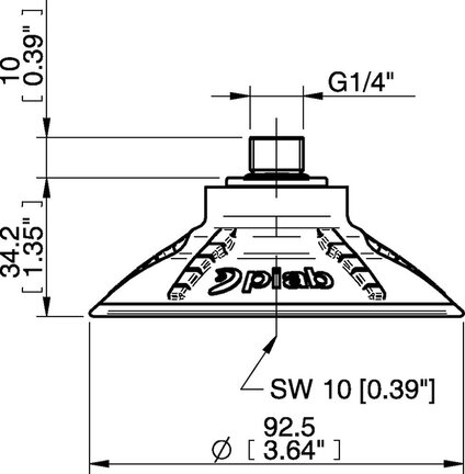 Przyssawka głęboka wklęsła DCF90P, PU60°, G1/4" zew., filtr siatkowy, (DCF90P.5T.G79MR) (0207679) - Piab