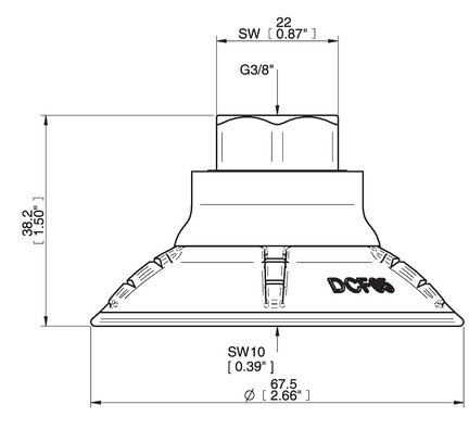 Przyssawka głęboka wklęsła DCF65P, PU60°/60°, G3/8" wew., filtr siatkowy, (DCF65P.4S.G70MR) (0206537) - Piab