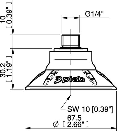 Przyssawka głęboka wklęsła DCF65P, PU60°, G1/4" zew., filtr siatkowy, (DCF65P.5T.G79MR) (0207678) - Piab
