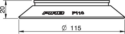 Przyssawka płaska F110P, PU30°/60°, (F110P.4K) (0104725) - Piab