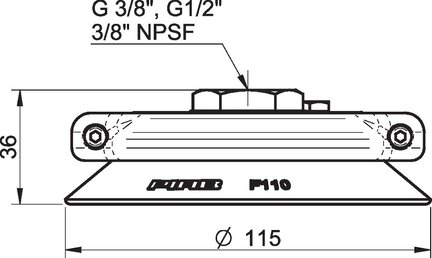 Przyssawka płaska F110P, PU60°, G3/8" wew., filtr siatkowy, (F110P.4E.11NA) (0111595) - Piab