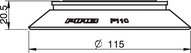 Przyssawka płaska F110P, PU30°/60°, zielony, do wkładu owanego, (F110P.5K) (0106796) - Piab