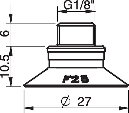 Przyssawka płaska F25, Chloropren 50°, G1/8"/M5 wew., bez filtra (S.F25CR50.G18MMM5F.00) (0101295) - Piab