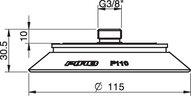 Przyssawka płaska F110P, PU30°/60°, G3/8" filtr siatkowy, (F110P.5K.G40M) (0106798) - Piab