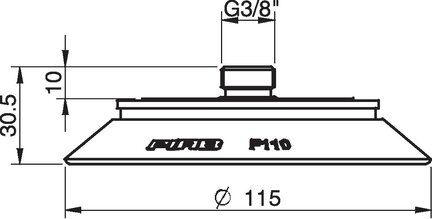 Przyssawka płaska F110P, PU60°, G3/8", filtr siatkowy, (F110P.5E.G40M) (0107323) - Piab
