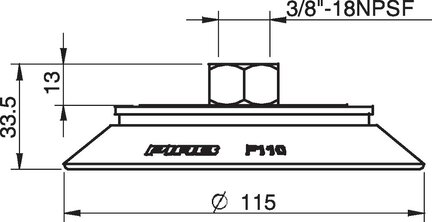 Przyssawka płaska F110P, PU30°/60°, 3/8" NPSF wew., (F110P.5K.N40W) (0108802) - Piab