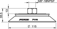 Przyssawka płaska F110P, PU30°/60°, 3/8" NPSF wew., (F110P.5K.N40W) (0108802) - Piab