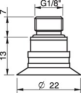 Przyssawka płaska F20, Silikon SIL 50°, NPT 1/8" zew., filtr siatkowy (S.F20S50.NT18M.01) (0101272) - Piab