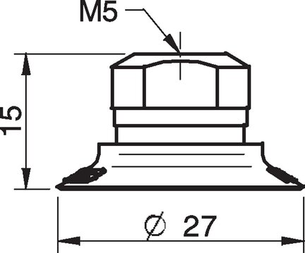 Przyssawka płaska F25MF, PU termoelastyczny, M5 wew., (F25MF.40.02AA) (0101314) - Piab