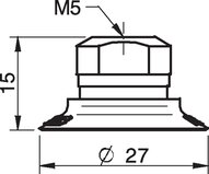 Przyssawka płaska F25MF, PU termoelastyczny, M5 wew., (F25MF.40.02AA) (0101314) - Piab