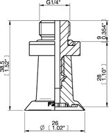 Przyssawka płaska F26, Silikon SIL 50°, FDA, G1/4" zew., bez filtra (S.F26SF50.G14M.00) (9914238) - Piab