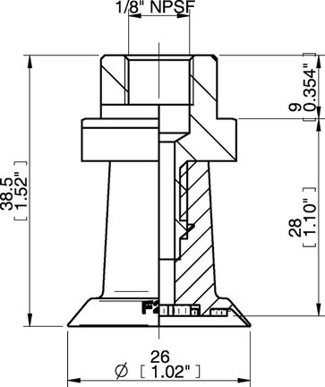 Przyssawka płaska F26, Silikon SIL 50°, FDA, NPSF 1/8" wew., bez filtra (S.F26SF50.NS18F.00) (9914251) - Piab