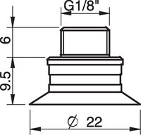 Przyssawka F20 chloropren, G 1/8 GZ/M5 GW, z zaworem sterującym o podwójnym przepływie - Piab