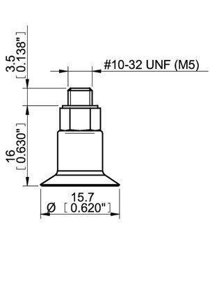 Przyssawka płaska F15, Silikon SIL 50°, M5 zew., bez filtra (S.F15S50.MM5M.00) (3150014S) - Piab