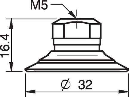 Przyssawka płaska F30-2, Chloropren 50°, M5 wew., zawór ster., podw.. przepł. (S.F30-2CR50.MM5F.52) (0101331) - Piab