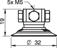 Przyssawka płaska F30, PE termoplastyczny TPU 81°, 5xM5 wew., zawór ster., podw.. przepł. (S.F30T81.M5M5F.52) (0101367) - Piab