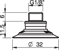Przyssawka płaska F30, PE termoplastyczny TPU 81°, G1/8"/M5 wew., filtr siatkowy (S.F30T81.G18MMM5F.01) (0101362) - Piab