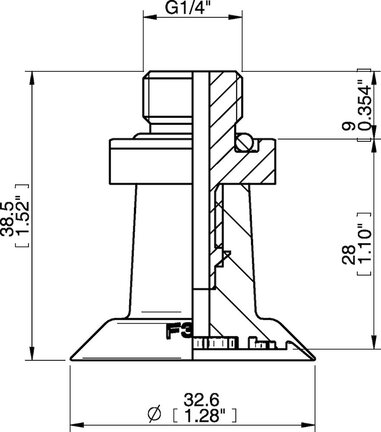 Przyssawka płaska F33, Silikon SIL 50°, FDA, G1/4" zew., bez filtra (S.F33SF50.G14M.00) (9914237) - Piab