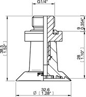 Przyssawka płaska F33, Silikon SIL 50°, FDA, G1/4" zew., bez filtra (S.F33SF50.G14M.00) (9914237) - Piab