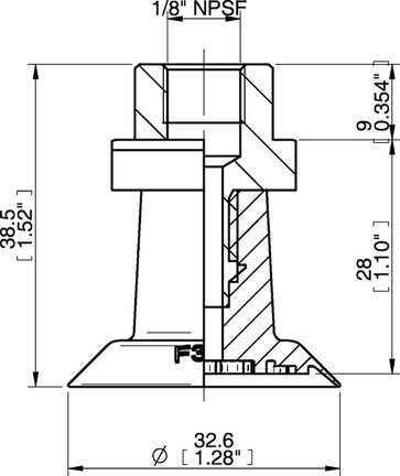 Przyssawka płaska F33, Silikon SIL 50°, FDA, NPSF 1/8" wew., bez filtra (S.F33SF50.NS18F.00) (9914252) - Piab