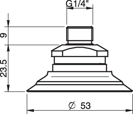 Przyssawka płaska F50-2, Nirtyl-PCV 50°, G1/4" zew., zawór ster., podw.. przepł., filtr siatkowy (S.F50-2NP50.G14M.54) (9909458) - Piab