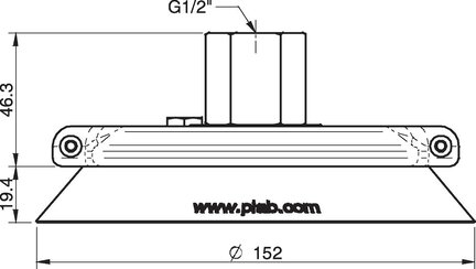 Przyssawka płaska F150 Nitryl-PVC, G1/2" wew., z zaworem stożkowym, (F150.30.15VA) (0101941) - Piab