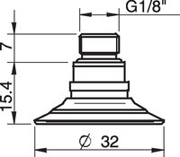 Przyssawka F30-2 silikon, NPT 1/8" GZ, z zaworem sterującym o podwójnym przepływie - Piab