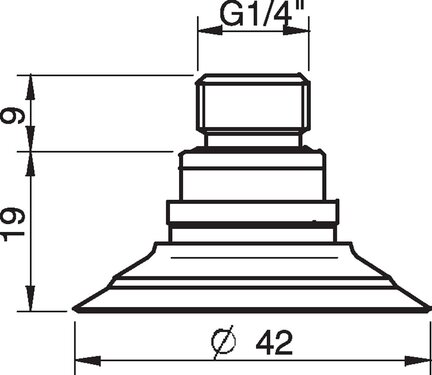 Przyssawka płaska F40-2, Nirtyl-PCV 50°, G1/4" zew., zawór ster., podw.. przepł., filtr siatkowy (S.F40-2NP50.G14M.54) (0101574) - Piab
