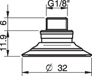 Przyssawka płaska F30-2, Chloropren 50°, G1/8"/M5 wew., zawór ster., podw.. przepł. (S.F30-2CR50.G18MMM5F.52) (0101334) - Piab