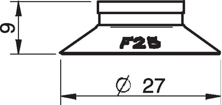Przyssawka płaska F25, Silikon SIL 50°, bez filtra (S.F25S50.XXX.00) (0101132) - Piab