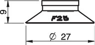Przyssawka płaska F25, Silikon SIL 50°, bez filtra (S.F25S50.XXX.00) (0101132) - Piab