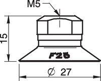 Przyssawka F25 chloropren, M5 GW - Piab