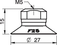 Przyssawka płaska F25, Silikon SIL 50°, M5 wew., bez filtra (S.F25S50.MM5F.00) (0101303) - Piab