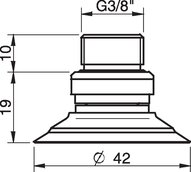 Przyssawka płaska F40-2, Nirtyl-PCV 50°, G3/8" zew., filtr siatkowy (S.F40-2NP50.G38M.01) (0101569) - Piab